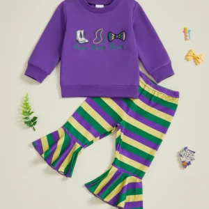 Hoodie and Striped Pants Set